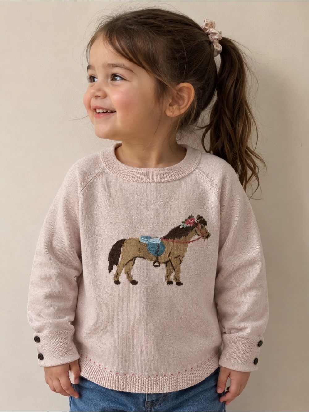 GIRLS JANIE and JACK Pink HORSE SWEATER 4T